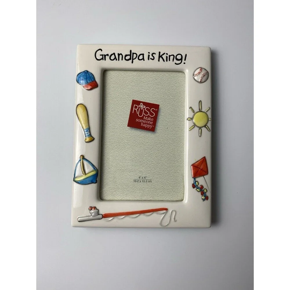 Grandpa Colorful Ceramic Picture Frame 4x6 Photo Insert